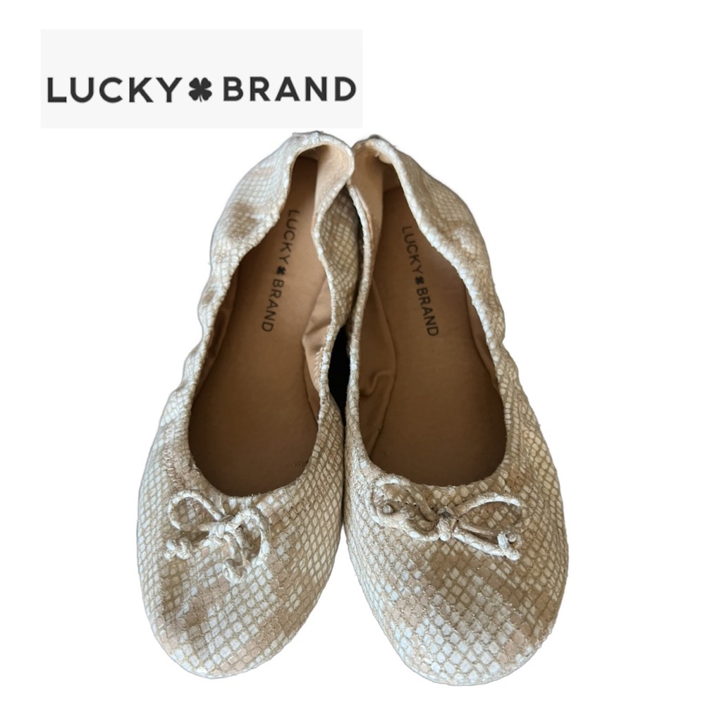 Lucky Brand Snakeskin Cream Ballet Flats